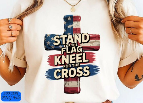 Christian Patriotic Cross PNG USA Flag T-Shirt Designs