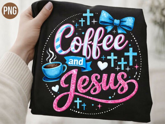 Coffee and Jesus Cross PNG T-Shirt Designs