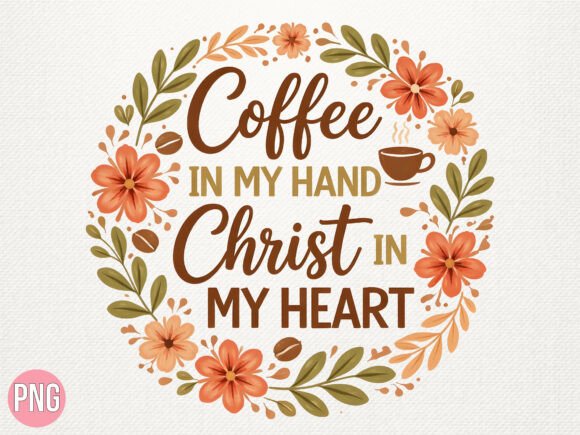 Coffee Hand Christ Heart Christian PNG T-Shirt Designs