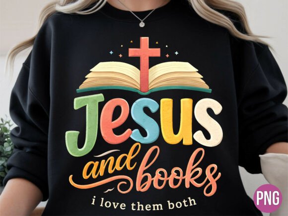 Jesus and Books Religious Faith Art PNG for T-Shirt Designs
