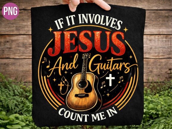 Jesus and Guitars Christian Music PNG for T-Shirt Designs