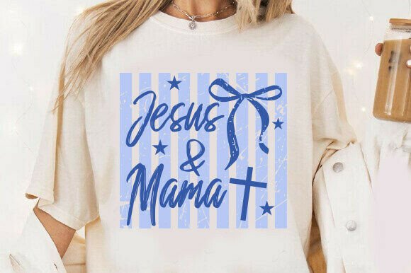 Jesus and Mama PNG: Retro Christian Mom T-Shirt Designs