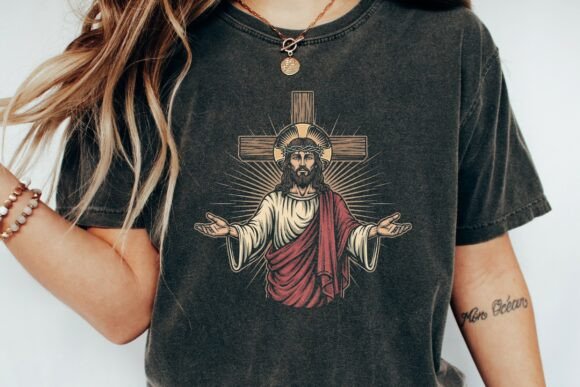 Jesus Christ Cross Design PNG for T-Shirt Designs