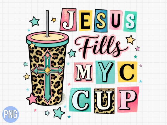 Jesus Fills My Cup Leopard Coffee PNG