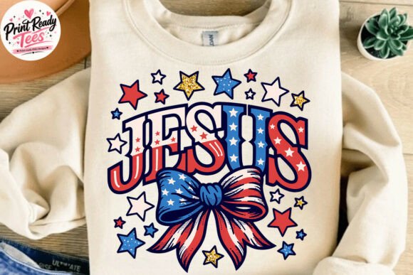 Jesus Patriotic Bow PNG for T-Shirt Designs