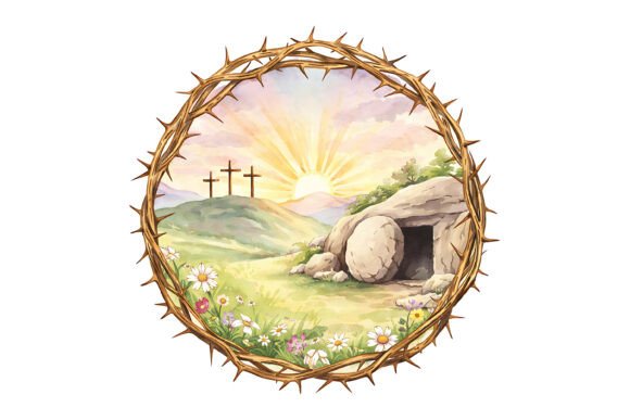 Jesus Resurrection Crown Scene Design T-Shirt Designs