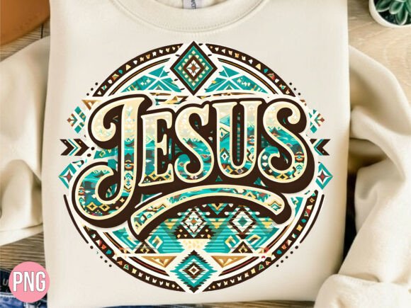 Jesus Western Native Pattern Shirt PNG