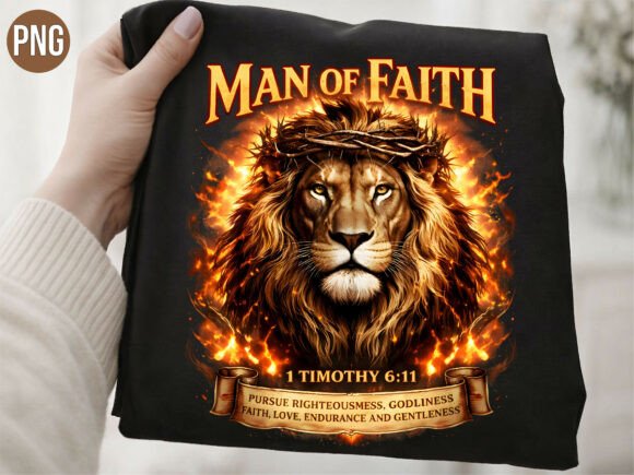 Man of Faith Lion Thorns Christian PNG T-Shirt Designs
