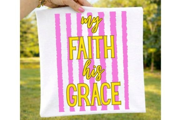 My Faith His Grace PNG, Striped Christian T-Shirt Designs