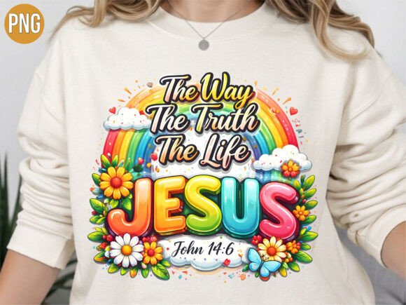 The Way Truth Life Rainbow Jesus T-Shirt Designs