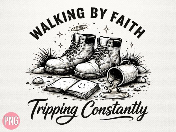 Walking by Faith Christian Boots PNG — T-Shirt Designs