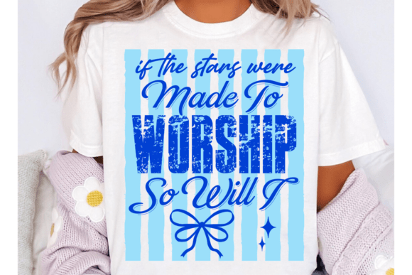 Worship While You Wait Christian Striped T-Shirt Designs